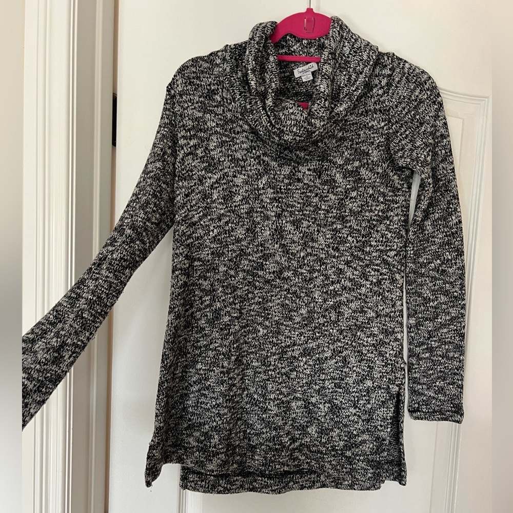 Gray and white turtle neck sweater